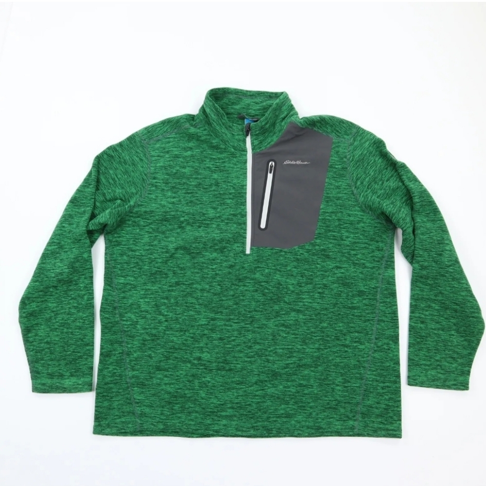 Eddie Bauer First Ascent Fleece Jacket 1/2 Zip Pullover Heather Green EUC XL